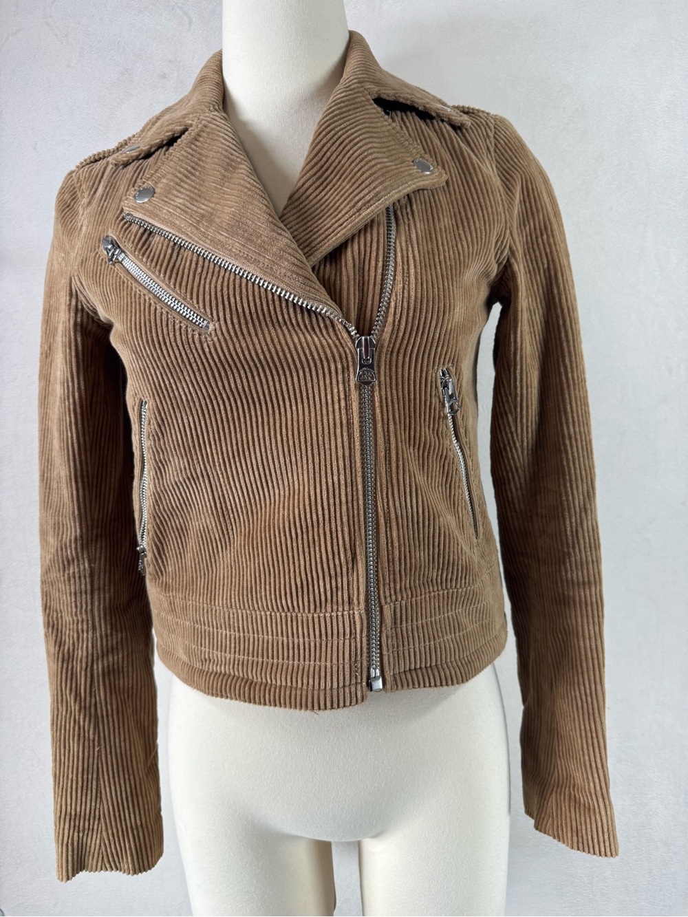 RAG & BONE Mercer Corduroy Moto Camel Cropped Jacket Womens Size XS *NEW* $495